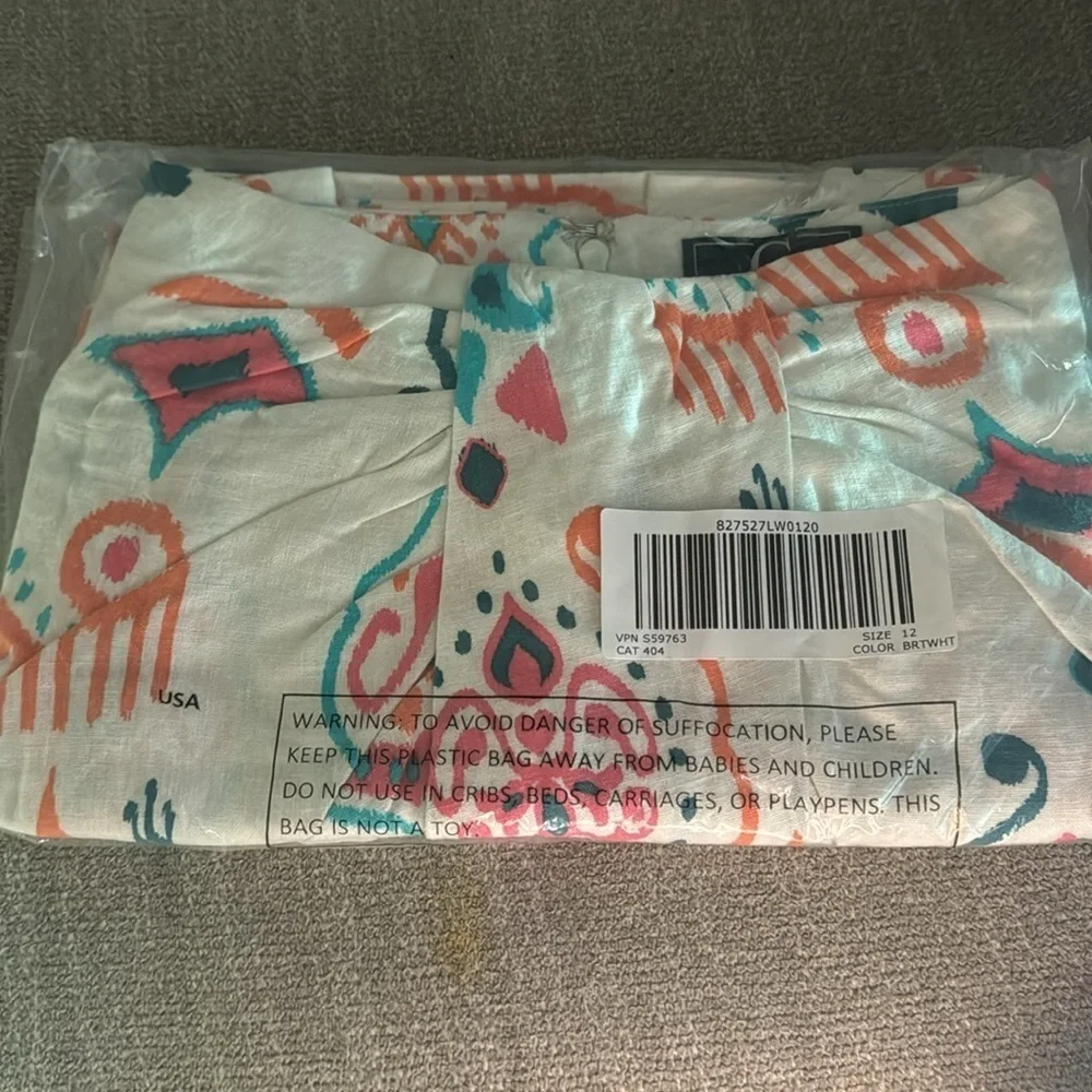 G by Giuliana Sugar Wash Sarong Cream Orange Pink Blue Midi Wrap Skirt Size 12